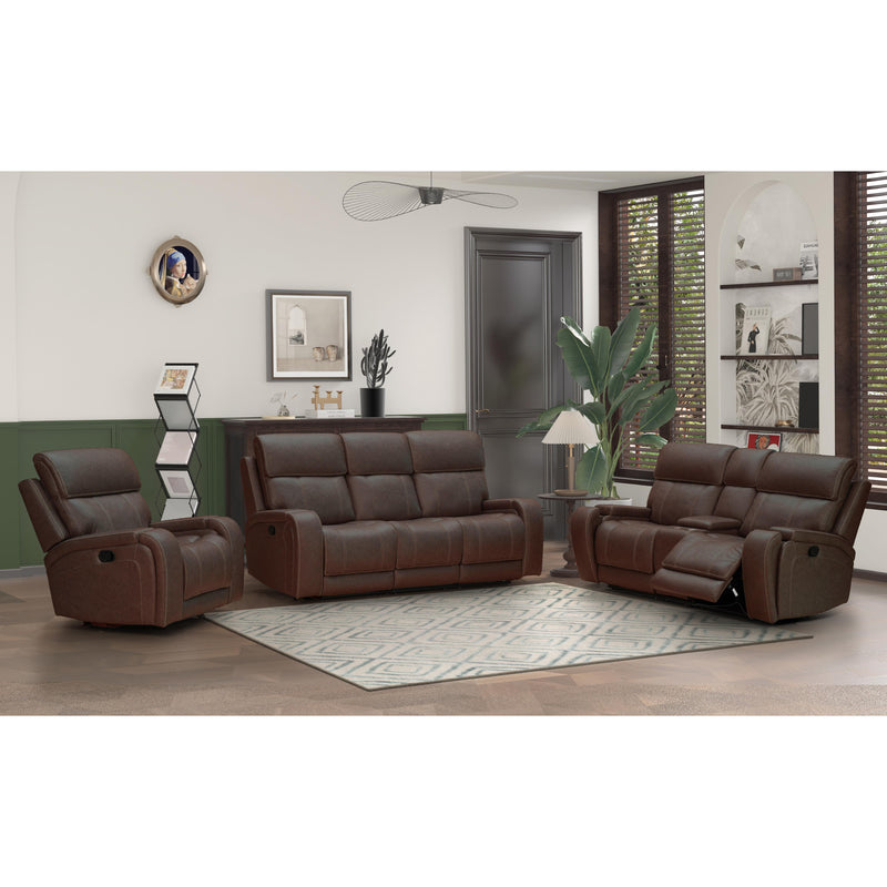 Behold Home 7552-27 Manual Console Loveseat w Popout Cup Holders - Newport Walnut IMAGE 1