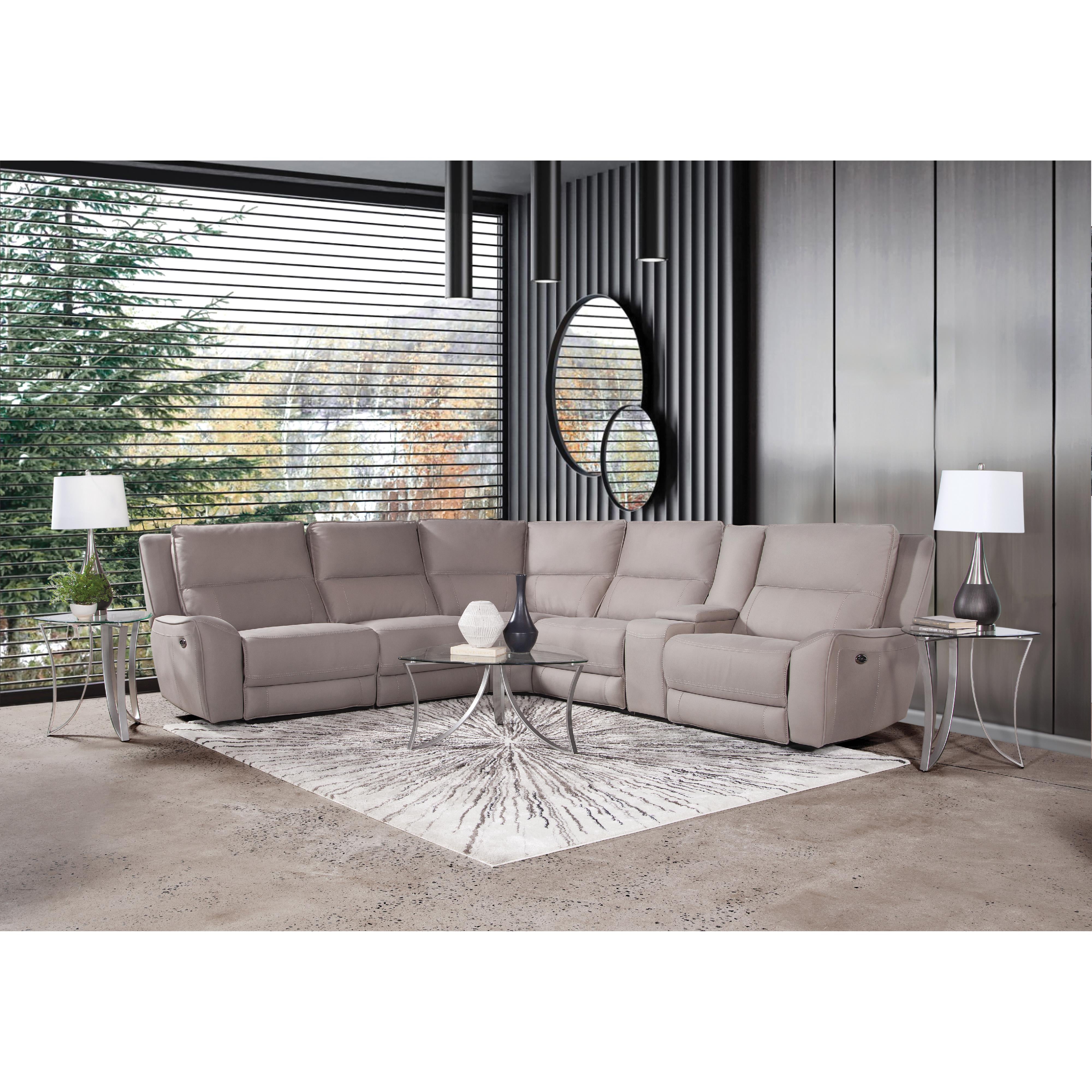 Behold Home 7584 6 pc Dual Power Sectional - Lakeshire Ivory