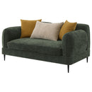  Coaster Furniture Jade 509132 Chenille Upholstered Modern Track Arm Loveseat - Green IMAGE 3