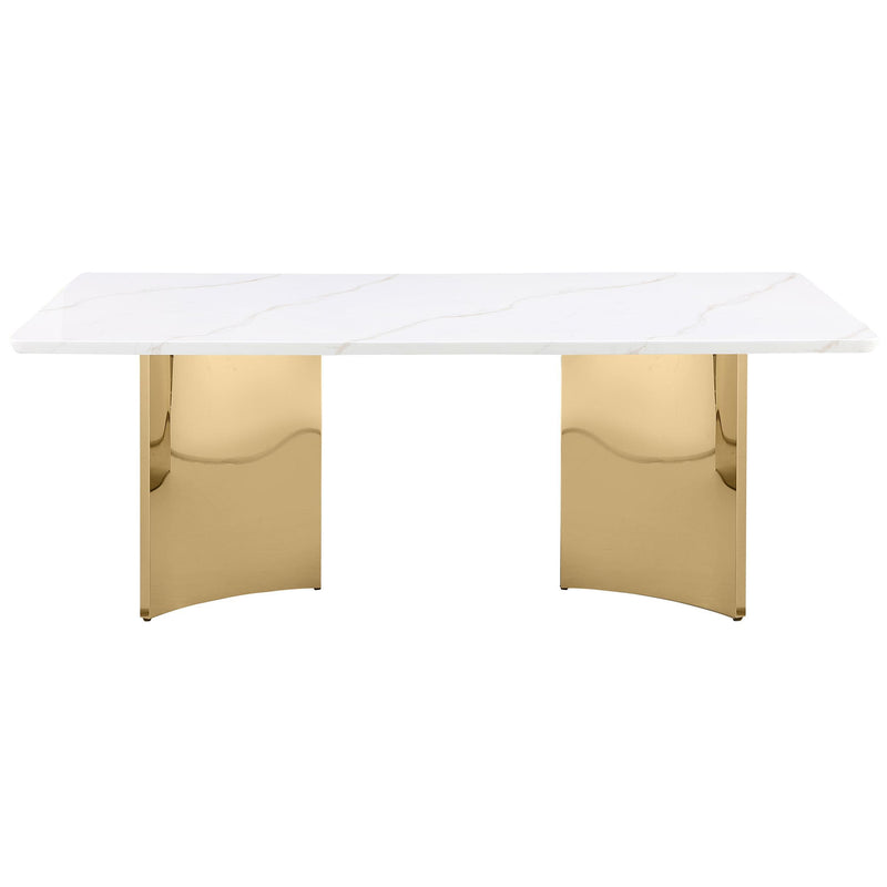 Coaster Furniture Tevlin Dining Table with Marble Top and Pedestal Base 108261 IMAGE 3