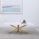  Coaster Furniture Visalia 710218 Faux Marble Top Stainless Steel Coffee Table - Gold IMAGE 2