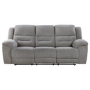  Coaster Furniture Gilson 602551 Chenille Upholstered Reclining Sofa - Grey IMAGE 5