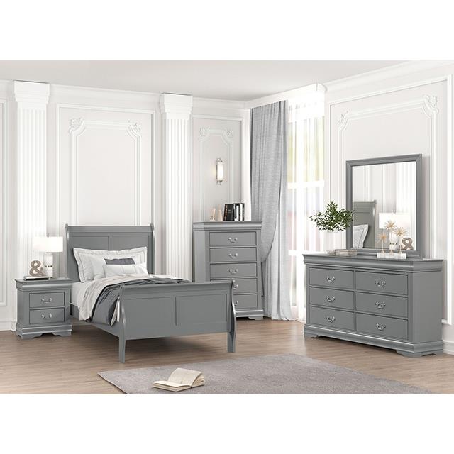 Furniture of America Louis Philippe FM7866GY-T Twin Bed IMAGE 2