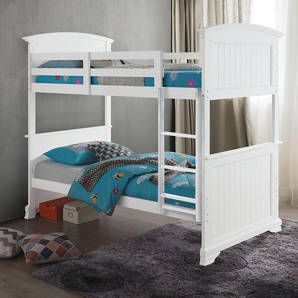 Furniture of America Albano FM-BK107WH-F Twin/Full Bunk Bed IMAGE 1