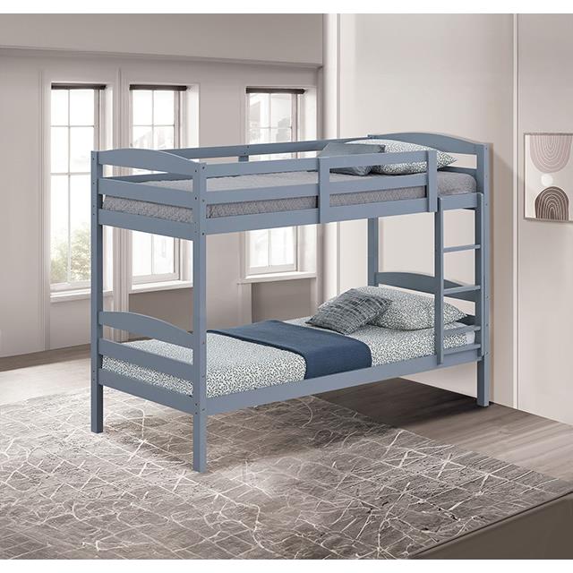 Furniture of America Finsbury FM-BK110GY-T Twin Twin Bunk Bed IMAGE 2