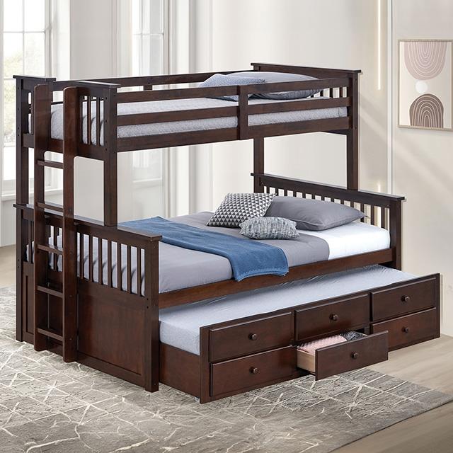 Furniture of America University FM-BK458F-DW Twin/Full Bunk Bed IMAGE 1