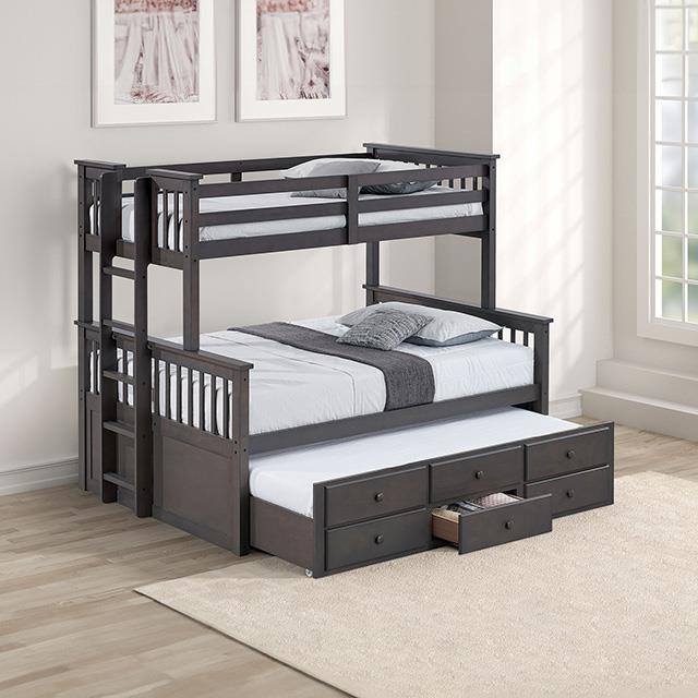 Furniture of America University FM-BK458F-GY Twin/Full Bunk Bed IMAGE 2