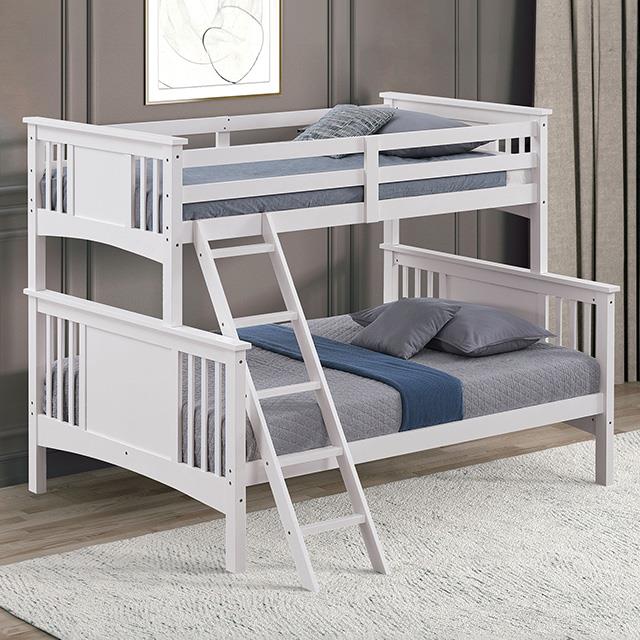 Furniture of America Spring Creek FM-BK602F-WH Twin/Full Bunk Bed IMAGE 1