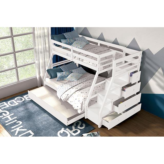 Furniture of America Ellington FM-BK611WH Twin/Full Bunk Bed IMAGE 2