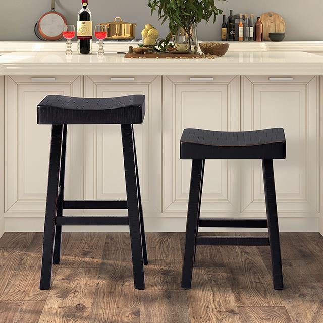 Furniture of America Biasca FM-BR3001BK-24-2PK 24" Stool IMAGE 2