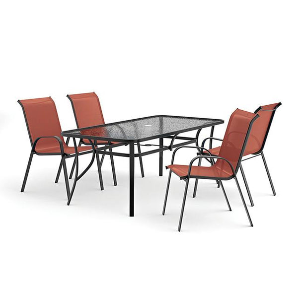 Furniture of America Pierro LA-D012BK-5PC-RD 5 pc Outdoor Dining Set IMAGE 1