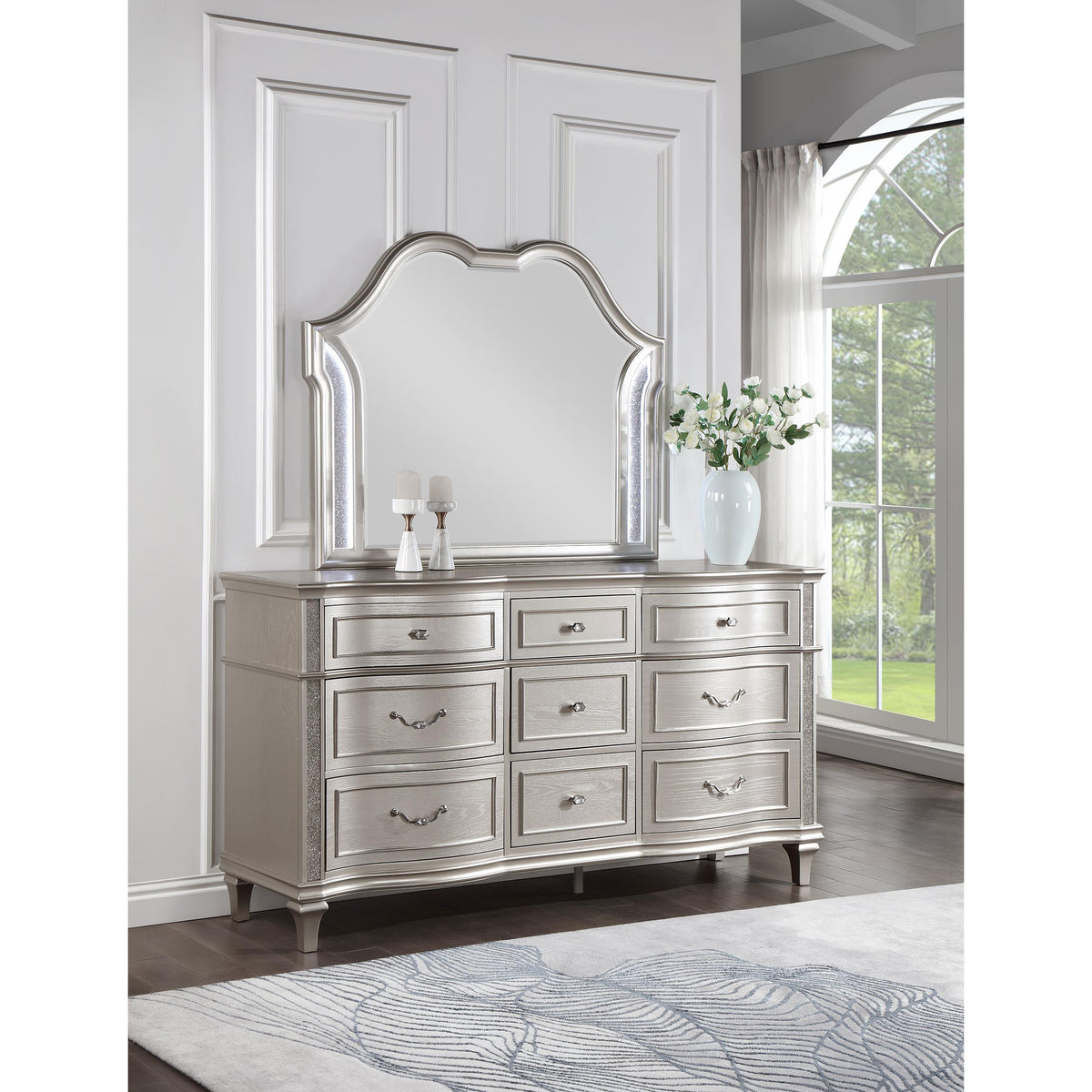 Coaster Furniture Evangeline 223393M 9-Drawer Dresser with Mirror - Si