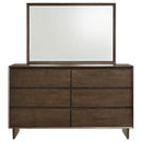 Coaster Furniture Glenwood 225013M 6-Drawer Dresser and Mirror - Warm Brown IMAGE 2