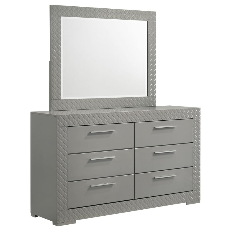 grey mirrored dresser VINGLI for Bedroom with 6 Storage Drawer Modern Chest of Drawers, Silver, 32L x 12W x 28H : Home & Kitchen The decadent gray velvet upholstery looks like it came right out of a classic old movie MARVILLA Gray LED 66" Wide