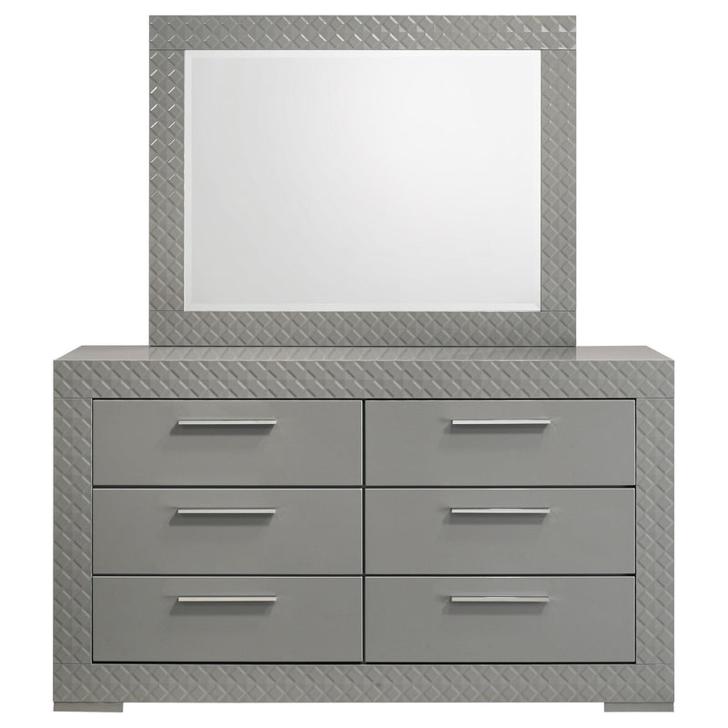 gloss grey dresser Ives 6-drawer Dresser Cabinet Grey High Gloss