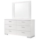 Coaster Furniture Felicity 203503M 6-Drawer Wood Dresser with Mirror - White High Gloss IMAGE 3
