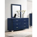 Coaster Furniture Melody 223373M 6-Drawer Upholstered Dresser with Mirror - Pacific Blue IMAGE 2