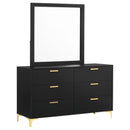 Coaster Furniture Kendall 224453M 6-Drawer Dresser with Mirror - Black IMAGE 1