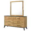 Coaster Furniture Kaywood 225003M 6-Drawer Dresser and Mirror - Natural Pine IMAGE 3