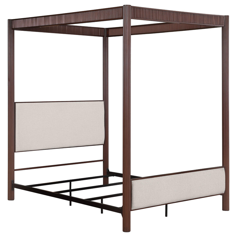 Coaster Furniture Zimmerlee 360331KE 89-inch Metal Eastern King Canopy Bed - Rust Brown IMAGE 1