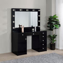 Coaster Furniture Acena 931144 7-Drawer Vanity Set with Lighting - Black High Gloss IMAGE 8