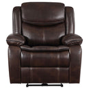  Coaster Furniture Sycamore 610193P Upholstered Power Recliner Chair - Dark Brown IMAGE 3
