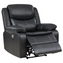  Coaster Furniture Sycamore 610233P Upholstered Power Recliner Chair - Dark Grey IMAGE 2
