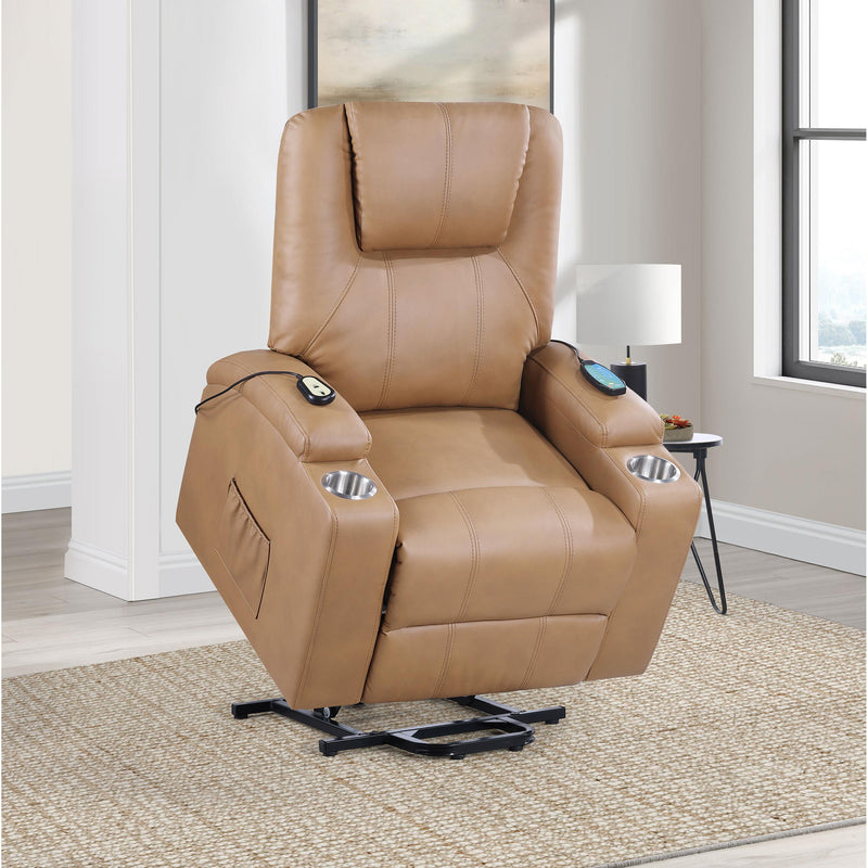  Coaster Furniture Armstrong 609476P Upholstered Power Lift Massage Recliner - Camel IMAGE 10