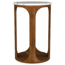  Coaster Furniture Berkeley 930080 Round Marble Top Side Table - White and Brown IMAGE 2