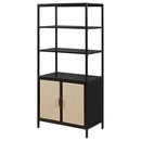 Coaster Furniture Amherst 961651 3-shelf Radio Weave Cane Metal Accent Cabinet - Black IMAGE 4