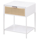 Coaster Furniture Amherst 930236 1-Drawer Radio Weave Cane Metal Bedside Table - White IMAGE 3