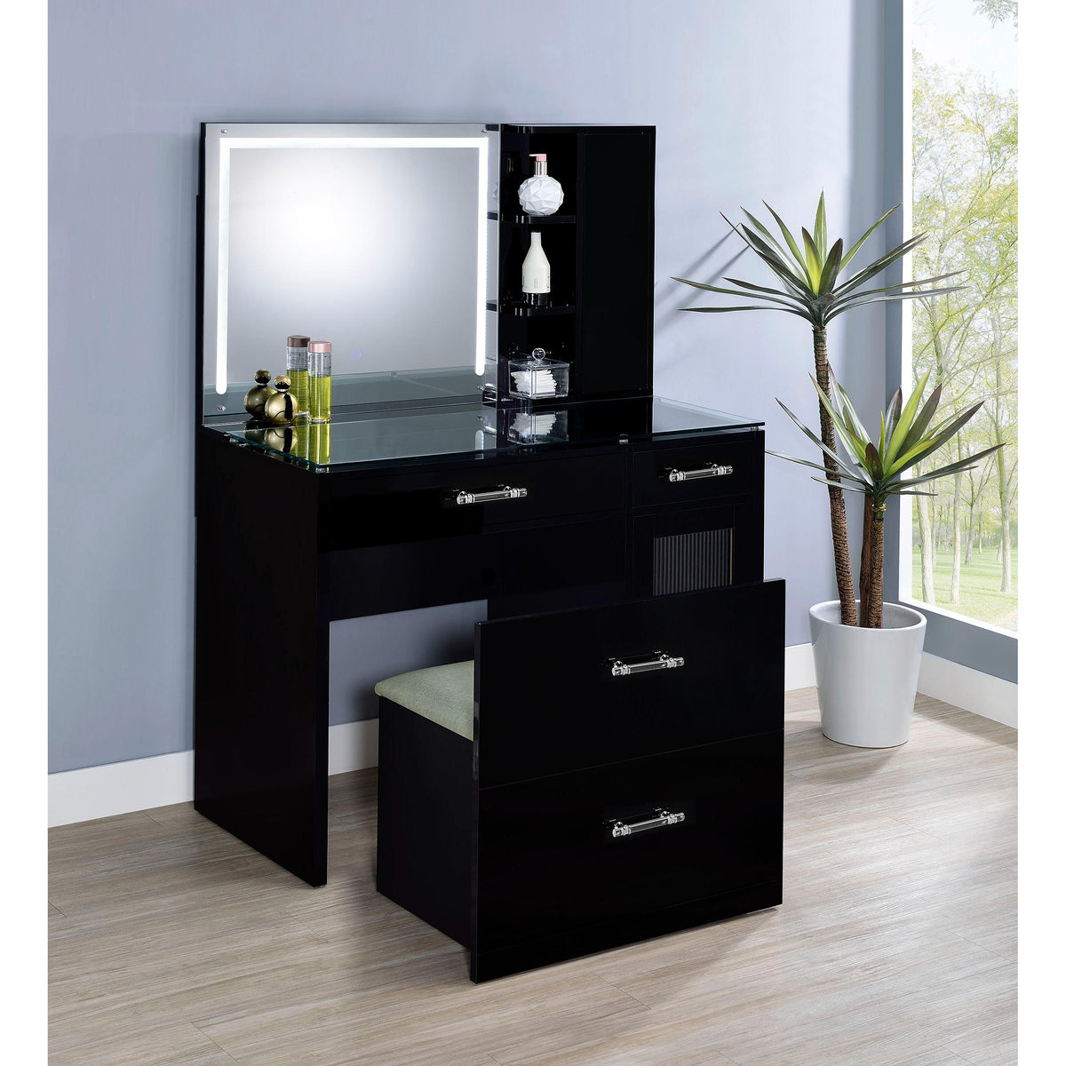 Today’s thrill vanity 2005 Coaster Furniture Flora 930219 2-drawer Vanity Set with LED Mirror - B