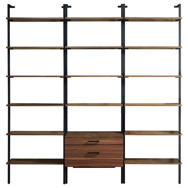 Coaster Furniture Owens 980074-S3 3-piece 96-inch Wall Mounted Bookshelf Set - Walnut IMAGE 1
