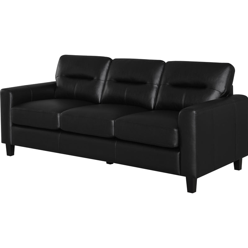  Coaster Furniture Scotland 504664 Faux Leather Upholstered Track Arm Sofa - Black IMAGE 4