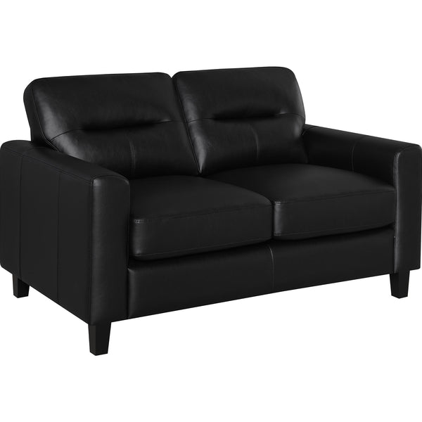  Coaster Furniture Scotland 504665 Faux Leather Upholstered Track Arm Loveseat - Black IMAGE 1