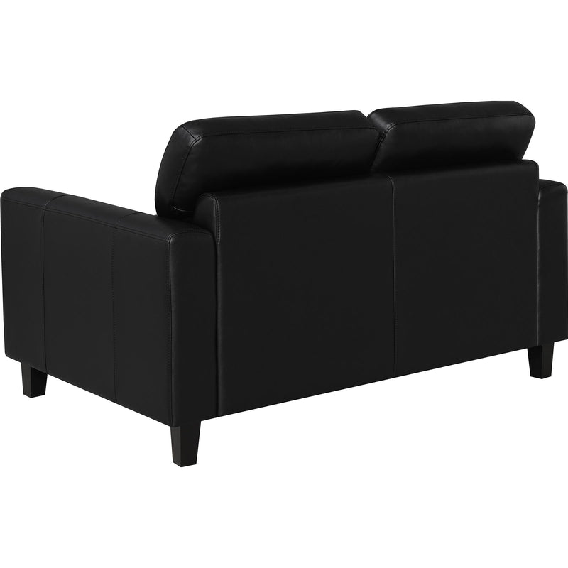 Coaster Furniture Scotland 504665 Faux Leather Upholstered Track Arm Loveseat - Black IMAGE 6