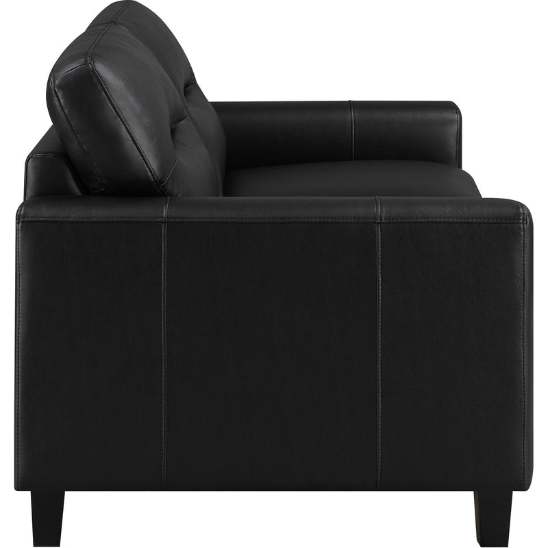  Coaster Furniture Scotland 504665 Faux Leather Upholstered Track Arm Loveseat - Black IMAGE 8