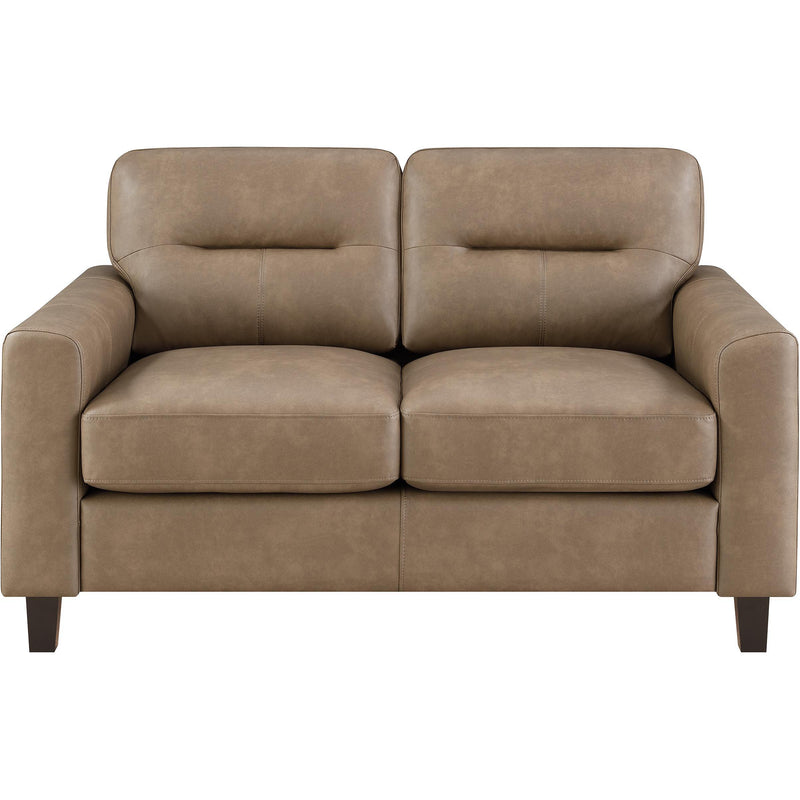  Coaster Furniture Scotland 504668 Faux Leather Upholstered Track Arm Loveseat - Brown IMAGE 3