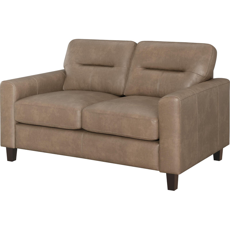 Coaster Furniture Scotland 504668 Faux Leather Upholstered Track Arm Loveseat - Brown IMAGE 4