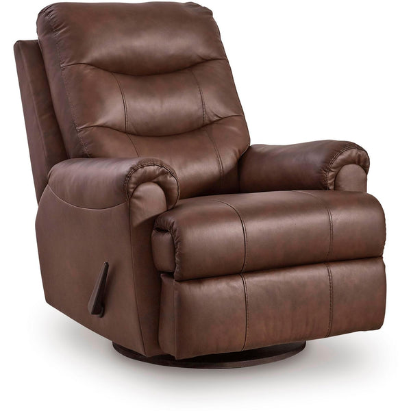 Signature Design by Ashley Flynwood Swivel Glider Leather Match Reclin