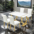  Furniture of America Holstebro FM37007GD-T-5PC-07GW 5 Pc 60" Dining Table Set IMAGE 1