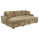  Coaster Furniture Pastrana 500358 Upholstered Sleeper Sectional Sofa LAF Chaise - Camel IMAGE 7