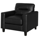  Coaster Furniture Scotland 504666 Faux Leather Upholstered Track Arm Chair - Black IMAGE 3