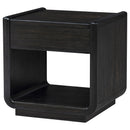  Coaster Furniture Leandro 704637 1-drawer Wood Occasional End Table - Burnished Black IMAGE 2