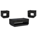  Coaster Furniture Leandro 704638-S3 3-piece Wood Coffee and End Table Set - Burnished Black IMAGE 1