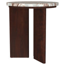  Coaster Furniture Jenna 706167 Round Marble Top Mango Wood End Table - Brown IMAGE 1