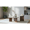  Coaster Furniture Jenna 706167 Round Marble Top Mango Wood End Table - Brown IMAGE 4