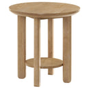  Coaster Furniture Ottowa 706297 Round Wood End Table with Shelf - Light Oak IMAGE 1