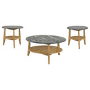  Coaster Furniture Bradley 706448-S3 3-Piece Round SmartTop Coffee Table Set - Grey/Natural IMAGE 1
