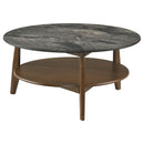  Coaster Furniture Bradley 706458 Round SmartTop Coffee Table - Smokey Grey/Brown IMAGE 2